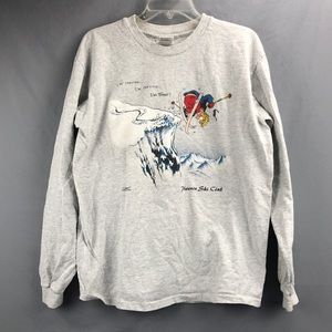 Vintage 90s Phoenix Alpine Ski Club Long Sleeve Shirt Sz Large Gray Made In USA